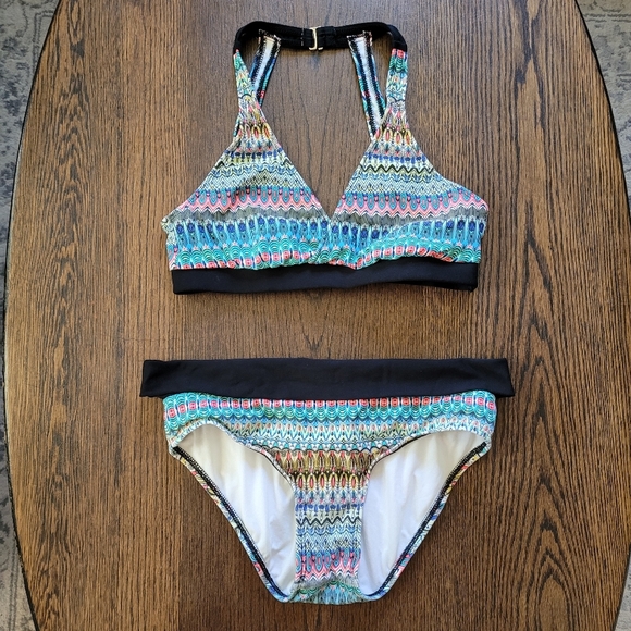 Next Multicolored Two Piece Swimsuit Size women's Small/Medium 34B 34C - Picture 1 of 11